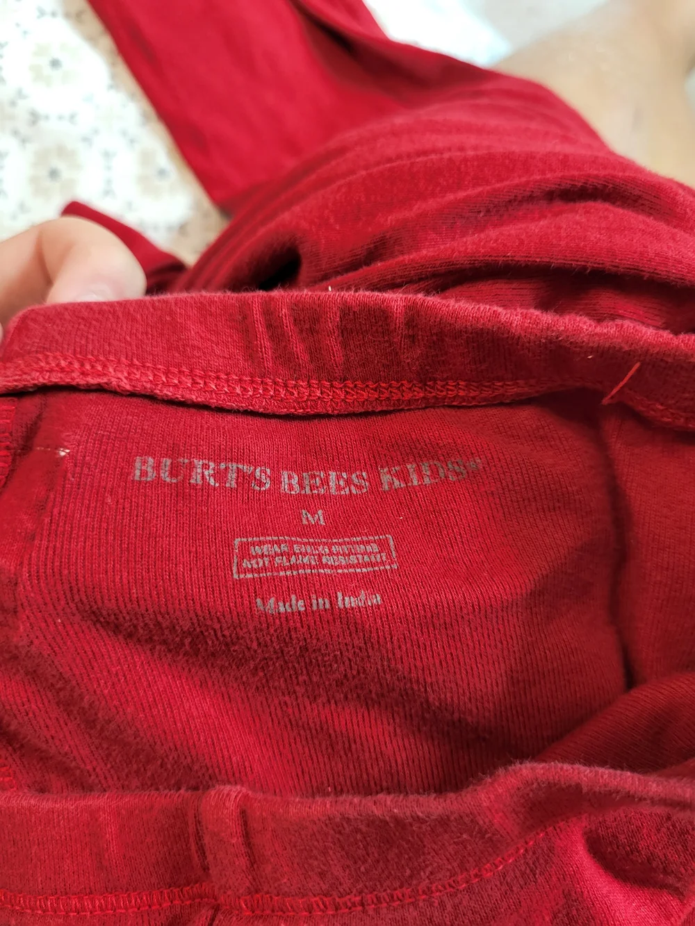 Burt's Bees Maroon and White Striped Long Sleeve Pajama Set